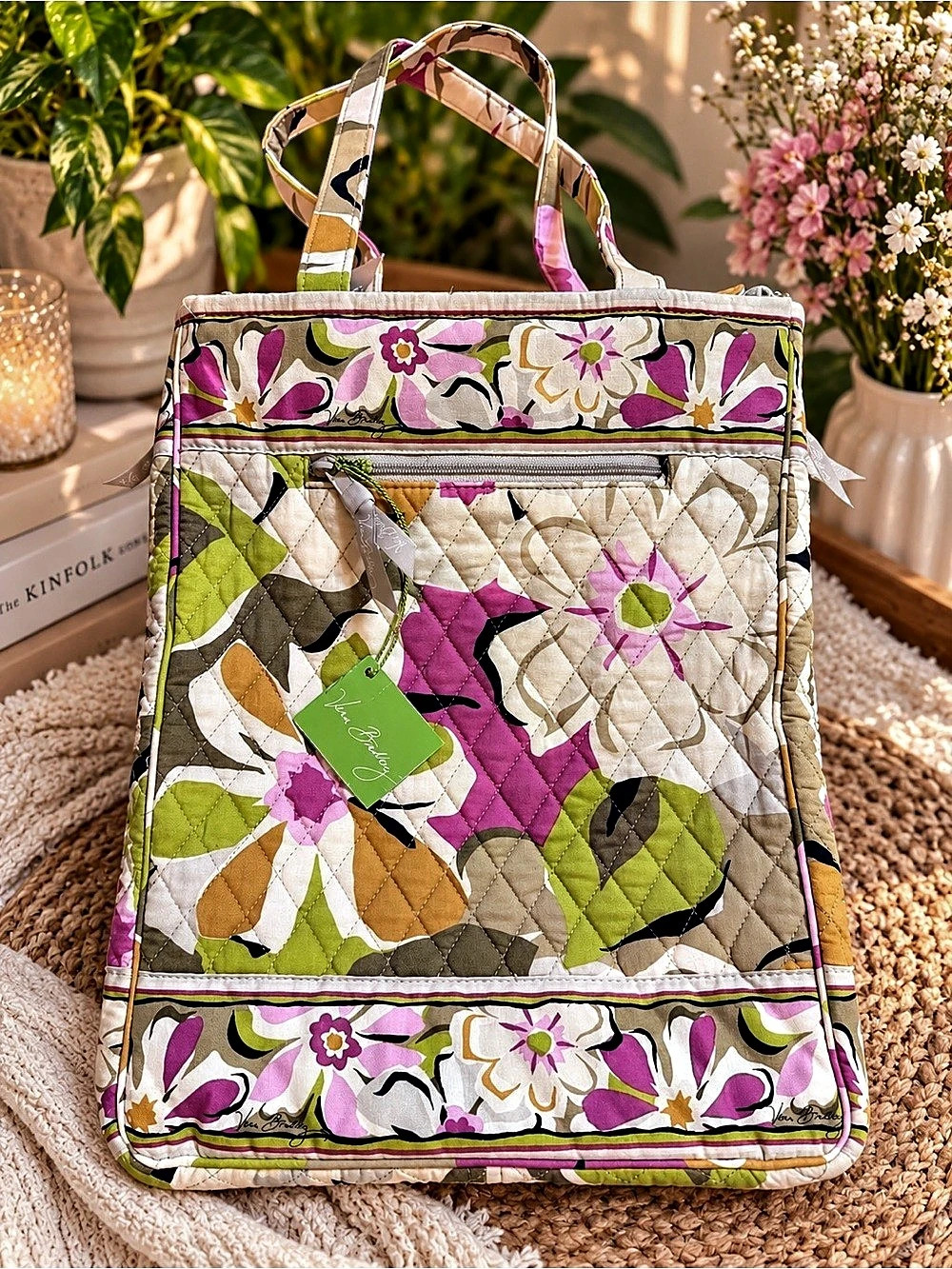 Vera Bradley Checkpoint-Friendly Floral Quilted Laptop Tote Multi & Pink NWT